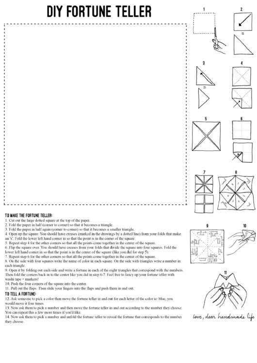 Diy Fortune Teller With Instructions Printable pdf