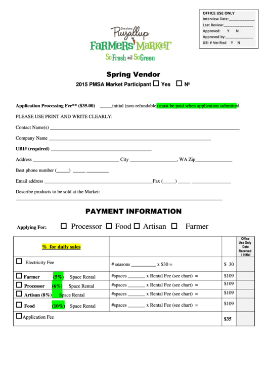 Processor Food Artisan Farmer Application Form Printable pdf