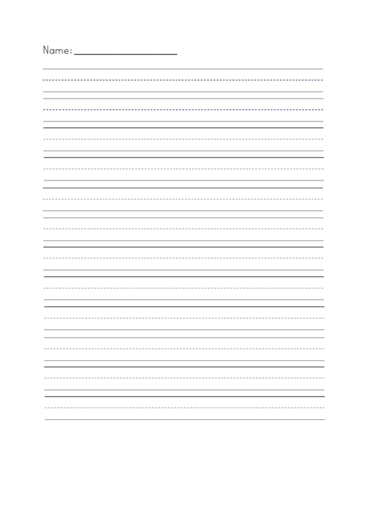Handwriting French Lined Paper With Name Printable pdf