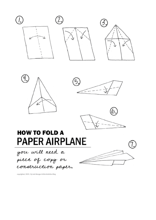 Paper Airplane Folding Instructions printable pdf download