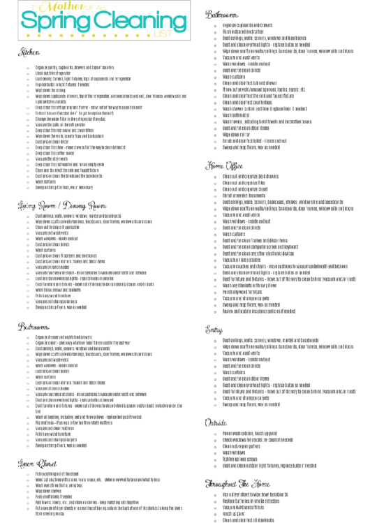 Mother Of All - Spring Cleaning List Printable pdf