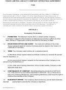 Texas Limited Liability Company Operating Agreement Printable pdf
