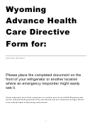 Wyoming Advance Health Care Directive Form