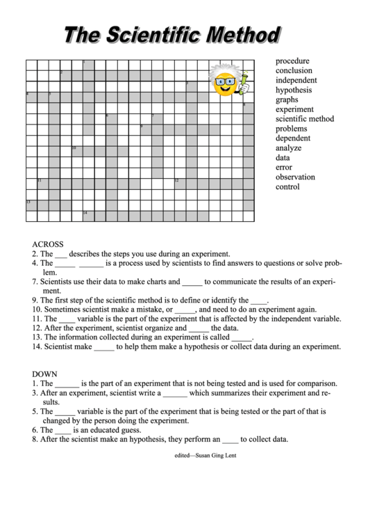 Scientific Method Crossword Printable pdf