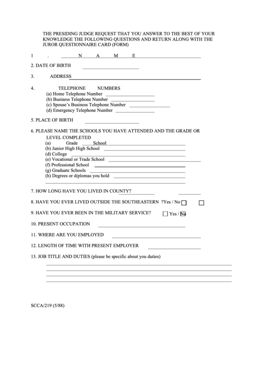 Court Information Form Printable pdf