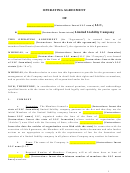 Operating Agreement Of Llc Printable pdf