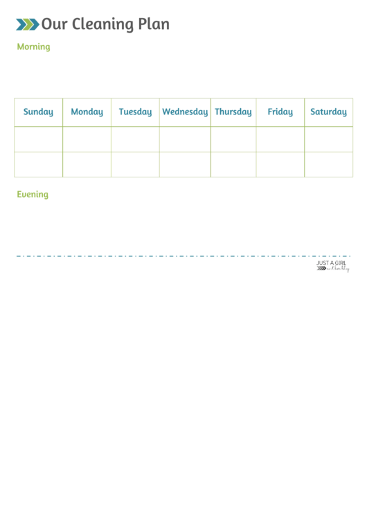 Blank Weekly Cleaning Plan Template