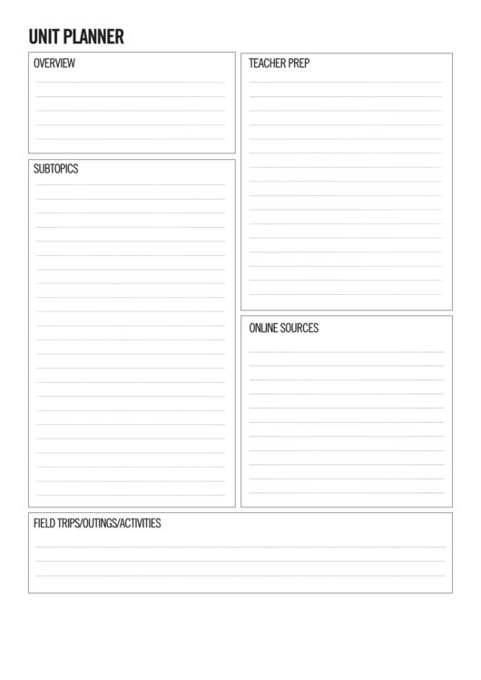 Unit Planner Template Printable pdf