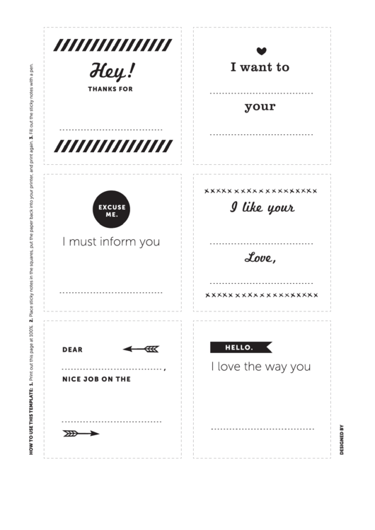 Sticky Notes Template Printable pdf