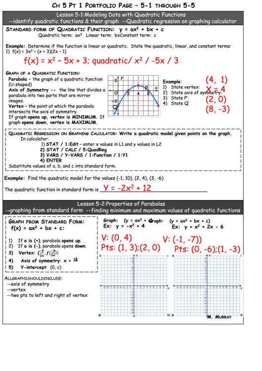 Parabolas And Quadratic Worksheet Printable pdf