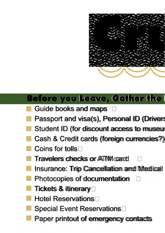 Cruise Trip Packing List Template - Yellow/green