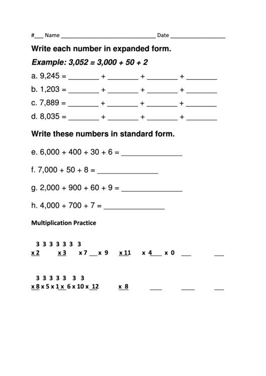 Write Each Number In Expanded Form Printable pdf