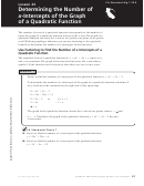 Determining The Number Of X-intercepts Of The Graph Of A Quadratic Function Worksheet