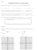 Slope Point Form Of A Linear Function Worksheet