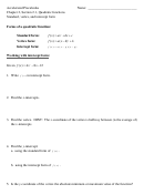 Standard Vertex And Intercept Form Worksheet