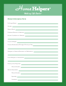 Fillable Home Helpers Patient Information Form Printable pdf