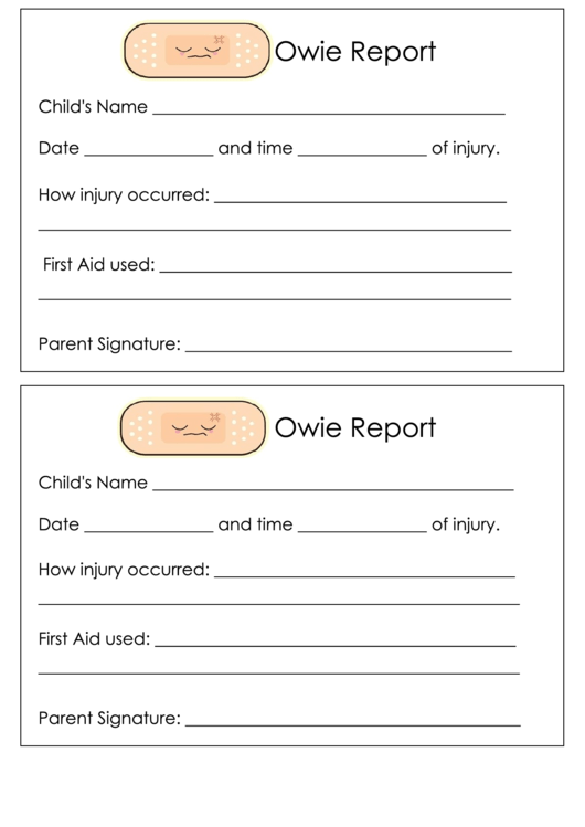 Owie Report Template Printable pdf