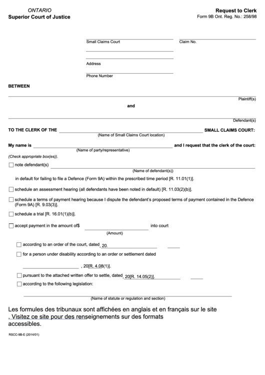 Fillable Request To Clerk Printable pdf