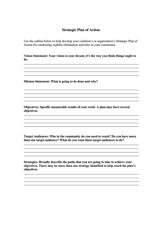Strategic Plan Of Action Printable pdf
