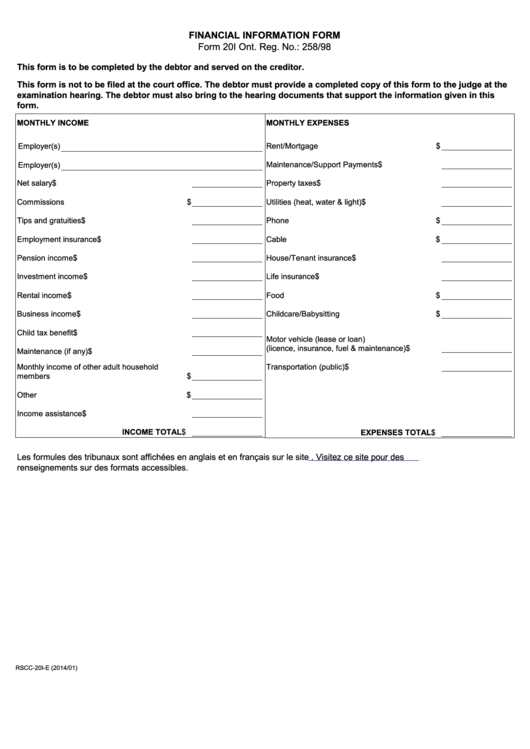 Fillable Financial Information Form Printable pdf