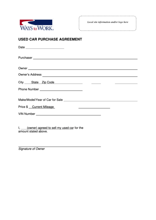 Used Car Purchase Agreement