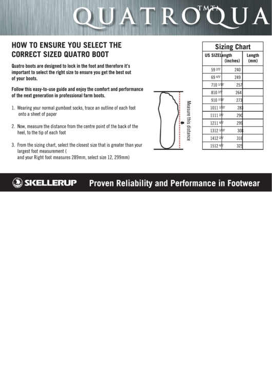 Quatro Boot Size Chart Printable pdf
