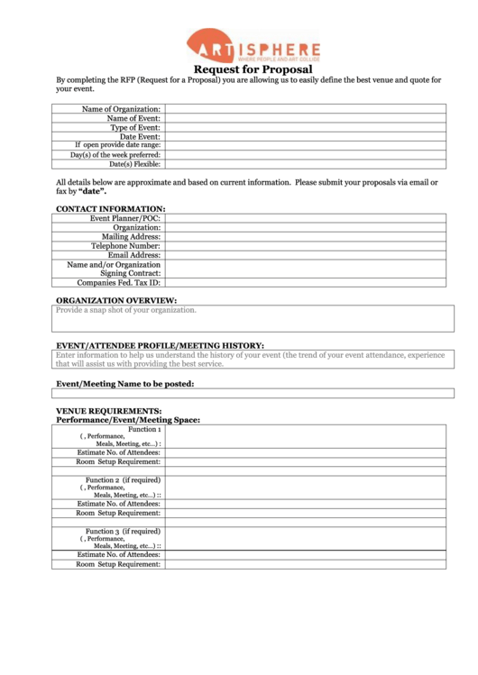 Sample Request For Proposal Template Printable pdf