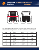 Champion System Women Specific Short Size Chart