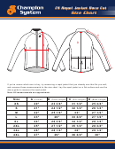 Champion System Repel Jacket Race Cut Size Chart