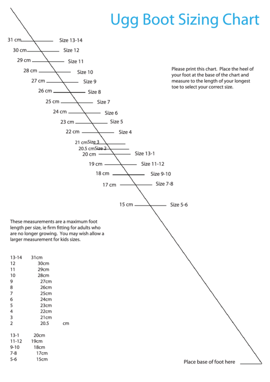 Ugg Boot Sizing Chart Printable pdf