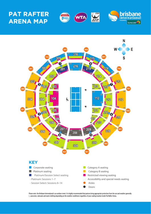Pat Rafter Arena Map Seating Chart Printable pdf