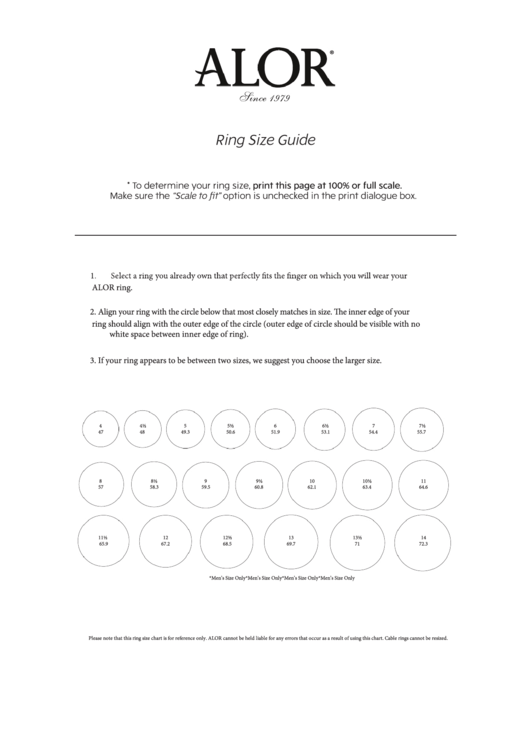 Alor Ring Size Guide Printable pdf