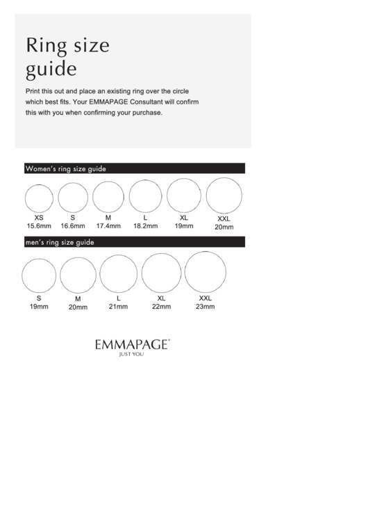 Emmapage Ring Size Guide Printable pdf