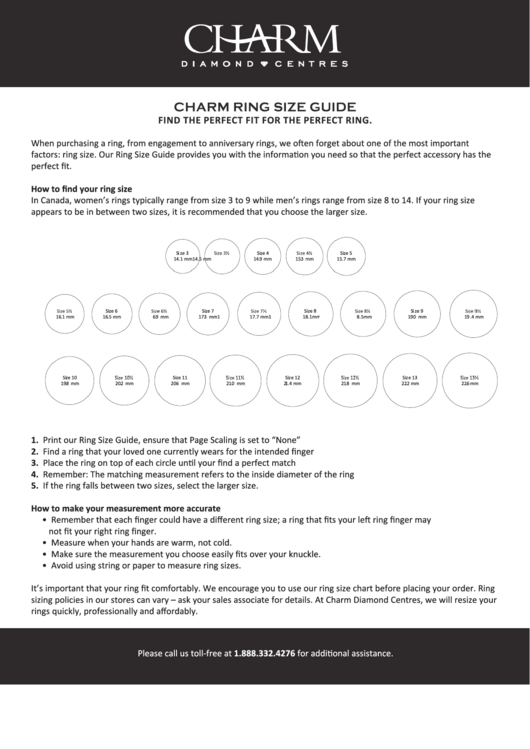 Charm Ring Size Guide Printable pdf