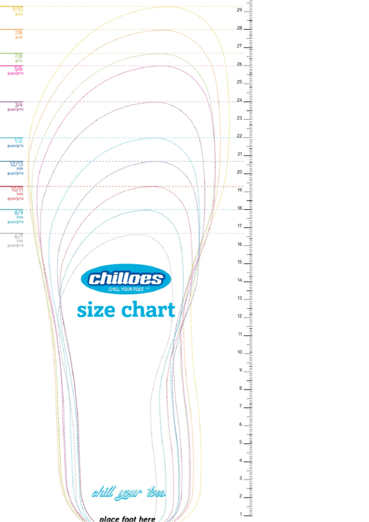 Chilloes Shoe Size Chart printable pdf download
