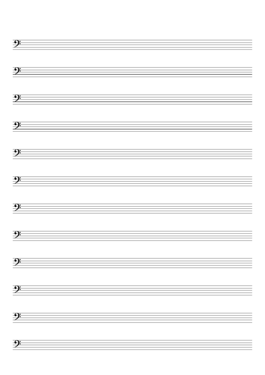 12 Systems, Bass Clef Blank Staff Paper Printable pdf