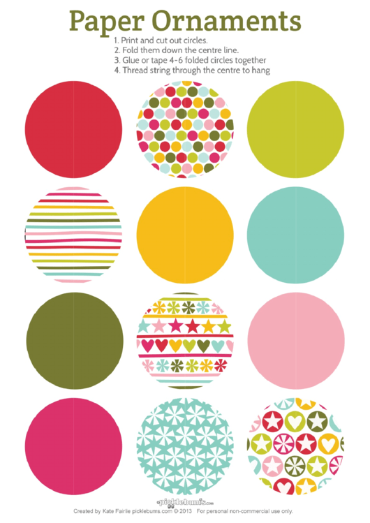 Multicolor Circles Paper Ornaments Printable pdf