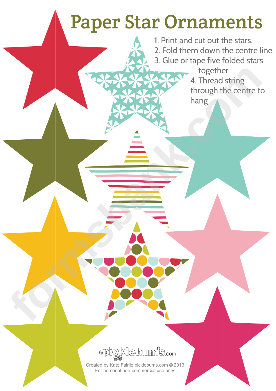 Paper Stars Ornament Templates