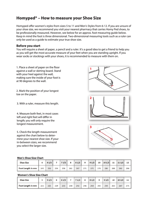 Homyped Shoe Size Chart Printable pdf