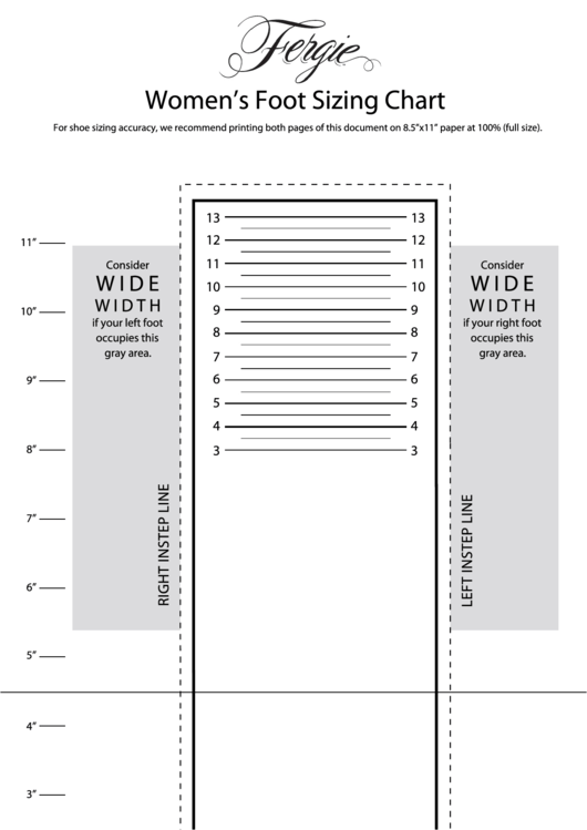 Fergie Womens Foot Sizing Chart Printable pdf