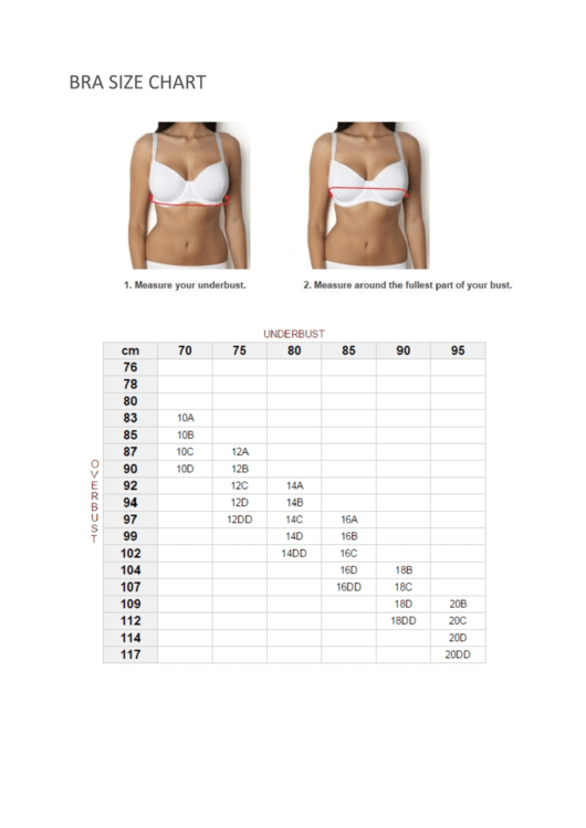 Sabi Lingerie Bra Size Chart Printable pdf