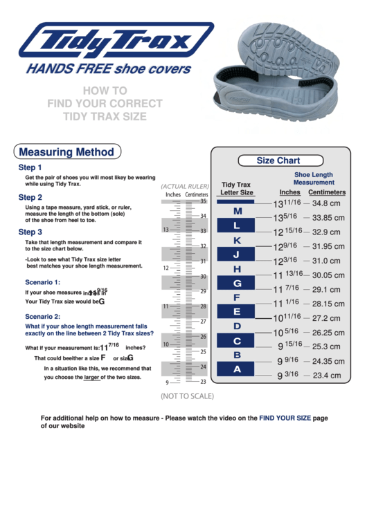 Tidy Trax Shoe Covers Size Chart printable pdf download