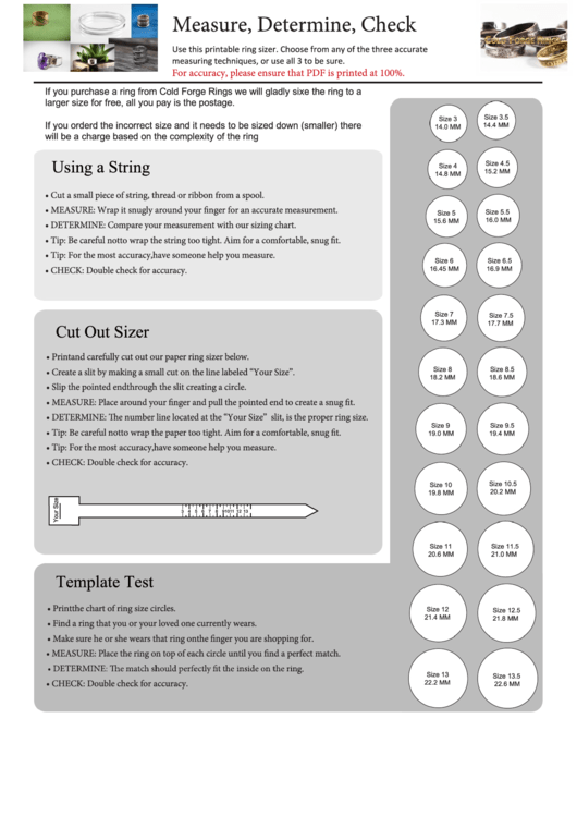 Cold Forge Rings Ring Sizing Tool Template Printable pdf