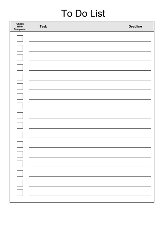 To Do List Template Printable pdf