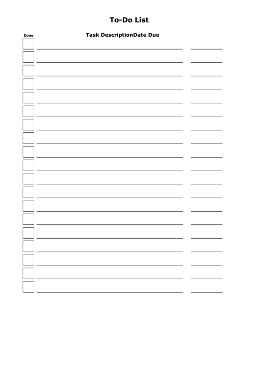 To-Do List Template Printable pdf