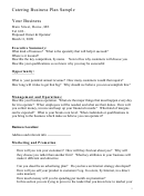 Catering Business Plan Sample Printable pdf