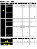 Kobe Apparel Sizing Chart
