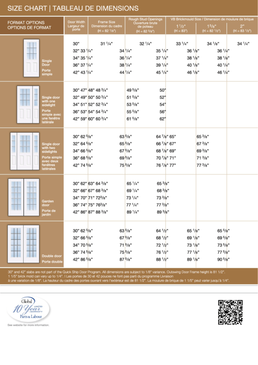 Window World Door Size Chart Printable pdf
