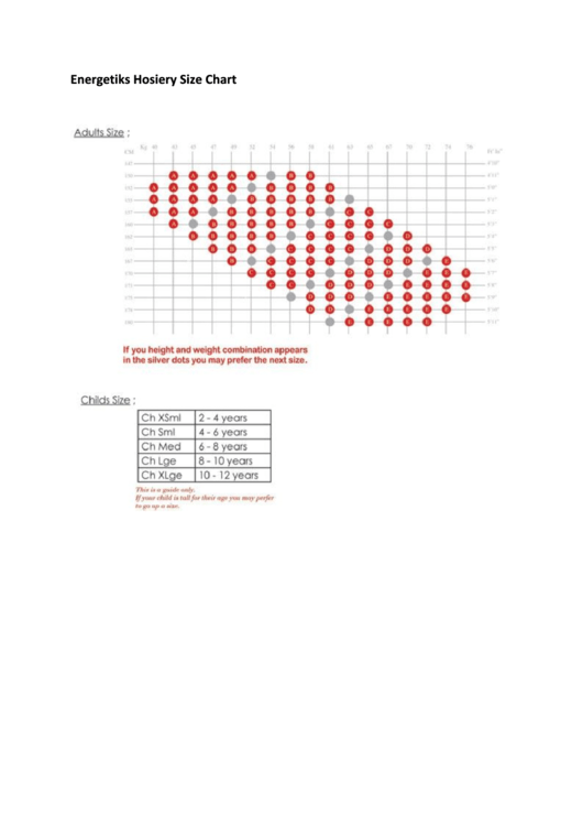 Energetiks Hosiery Size Chart Printable pdf