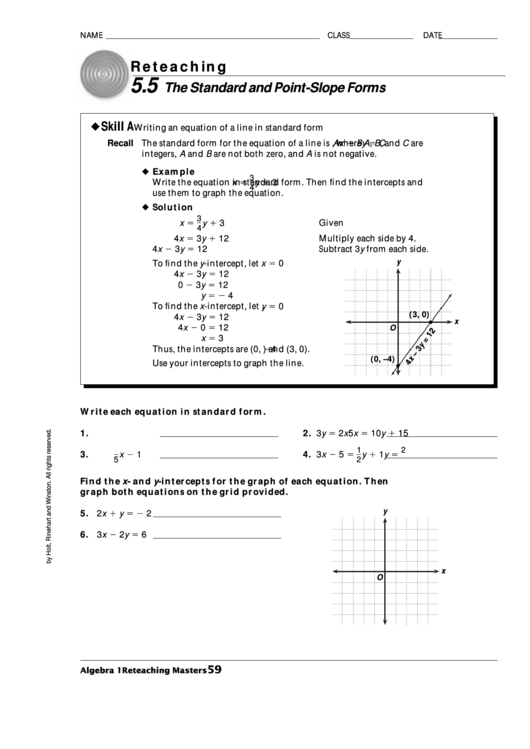 The Standard And Point Slope Forms Printable pdf
